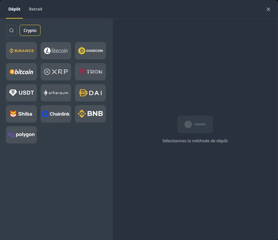 Dépôt en cryptomonnaies sur Cocobet