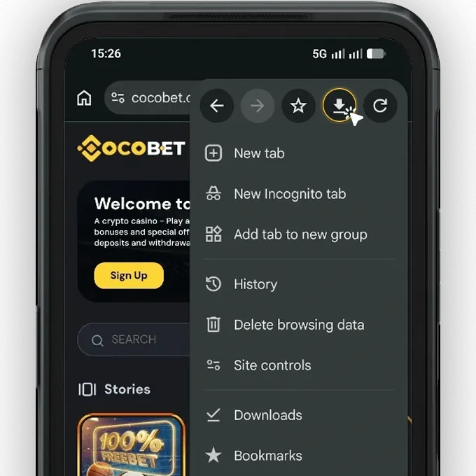 Ajouter Cocobet à l'écran d'accueil sur Android Chrome